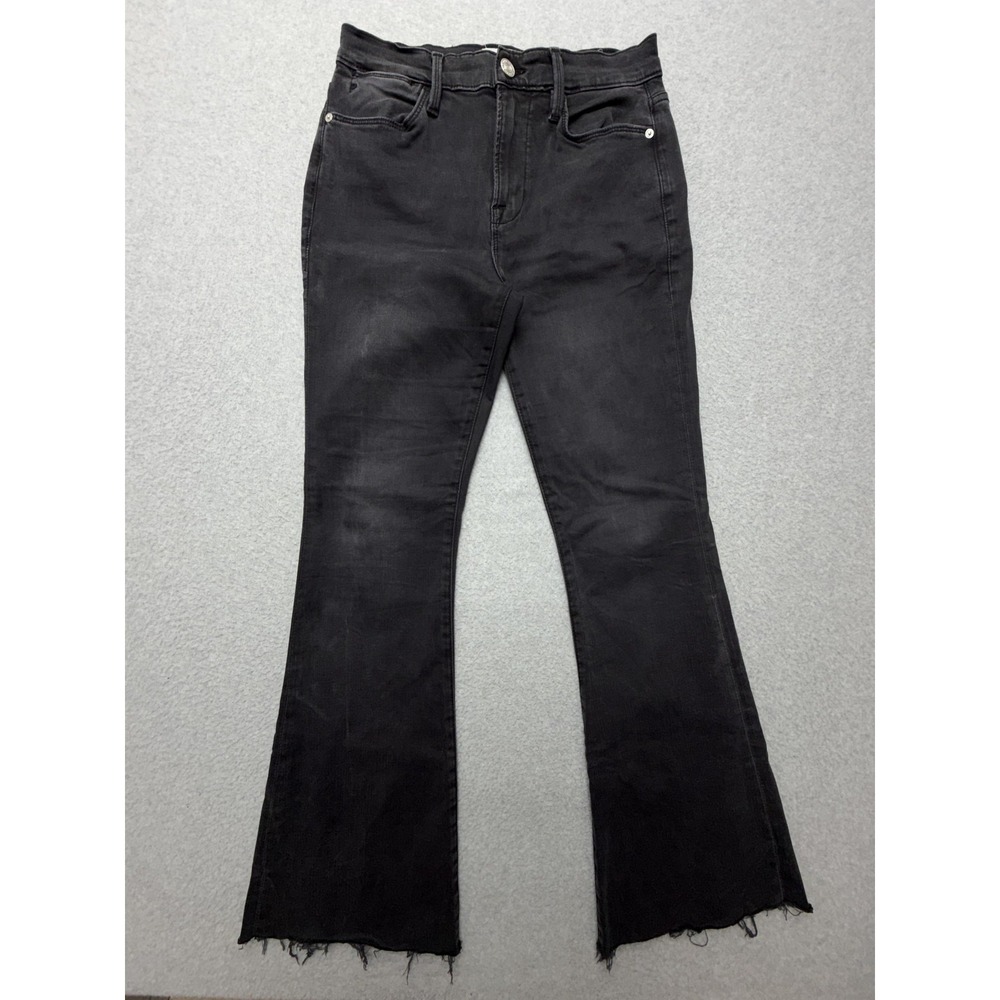 Frame Le High Flare Jeans Womens 28 Gray Charcoal High Rise Slim Stretch